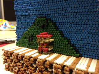 Illustration for article titled Super Mario Bros. Screenshot Recreated with 14,000 Toothpicks